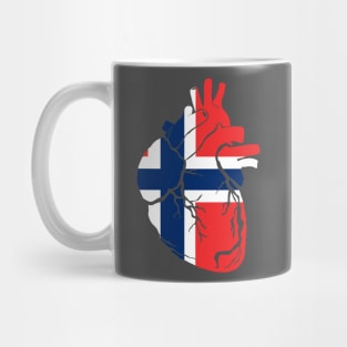 Anatomical heart design, Norwegian flag Mug